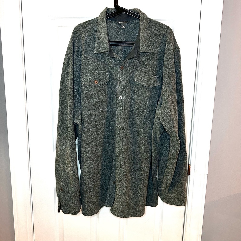 Eddie Bauer - Men’s, Fleece, Shirt Jacket, Button Front, Collar, Green, Size 3XL